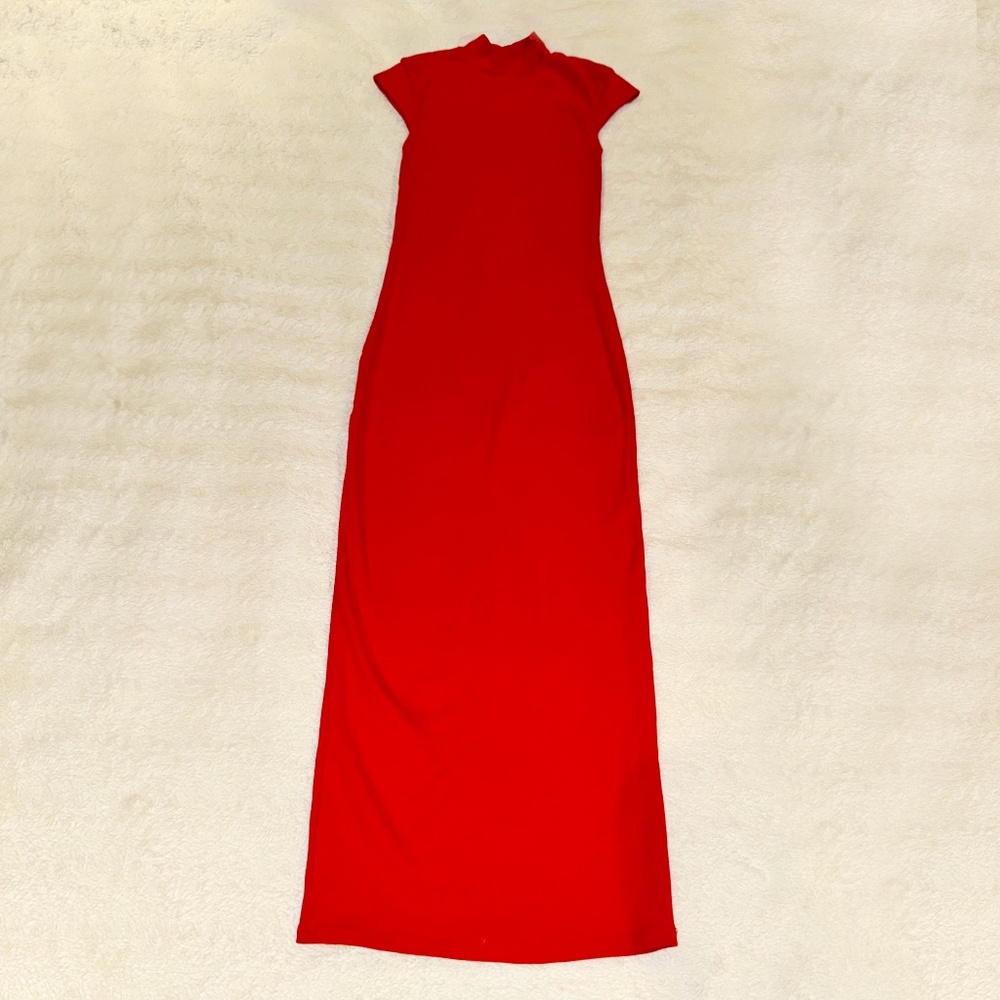 Zara Turtleneck Red Chic Red Midi Dress Size M